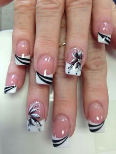 Blanca flores Classy Nail Designs, French Nail Art, French Nail Designs, White Nail Designs, Manicures Designs