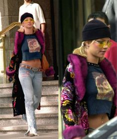 Britney Spears wearing Madonna merch shirt top black beanie yellow sunglasses floral pink jacket pigtails Celebrity Outfits Spirit Week, 2000s Iconic Outfits, 2000s Movie Fashion, Iconic 2000s Outfits, Early 2000s Fashion Aesthetic, Britney Spears Style, 00’s Fashion, Britney Spears Outfits, 2004 Fashion