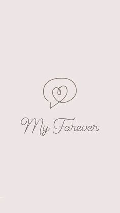 the logo for my forever is shown in black and white on a light gray background