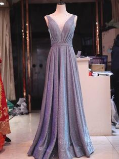 V-neckline Charming Floor Length Party Gown, Long Wedding Party Dresse – Cutedressy Full-length Satin Party Gown, Full-length Satin Gown For Parties, Full Length Satin Gown For Parties, Wedding Satin Floor-length Dress With Sweep Train, Wedding Satin Dress With Sweep Train, V-neck Satin Gown For Party, Satin Ball Gown For Wedding, Floor-length Satin Dress With Sweep Train For Banquet, Party Satin Dress With V-neck And Sweep Train