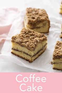 coffee cake on a plate with the title above it