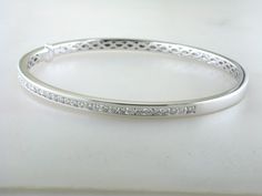 Memoire 18k White Gold Channel Set Diamond Bangle Bracelet Diamond Cuff Bracelet, Diamond Bangle Bracelet, Diamond Bangles Bracelet, Diamond Bangle, Channel Set, Tennis Bracelet, Bangle Bracelet, Cuff Bracelet, Gold Diamond