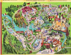 an amusement park map with lots of rides