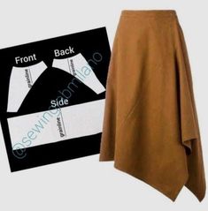 a brown skirt with the front and back side cut out to show it's size