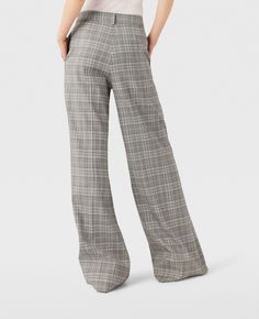 Discover Stella's Gray and blue check High-Rise Wide-Leg Wool Pants today. Free standard shipping is available on all orders. Shop online now. Elegant Plaid Pants For Workwear, Classic Plaid Pants For Workwear, Elegant Plaid Pants For Business Casual, Elegant Plaid Business Casual Pants, Elegant High-waisted Plaid Pants, Plaid Wide Leg Pants For Formal Occasions, Plaid Wide Leg Formal Pants, Formal Plaid Wide Leg Bottoms, Formal Wide Leg Plaid Pants