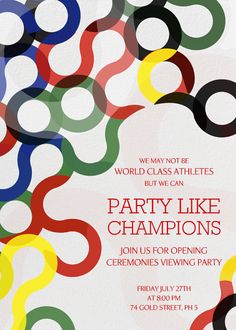 an image of a party like event with colorful circles on the front and back of it