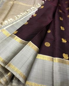 Brown Kanjivaram Saree, Vintage Kanjivaram Sarees, Dark Purple Kanchipuram Saree, Checks Kanjivaram Saree, Drape Sarees, Silk Sarees Kanchipuram Online Shopping With Price, Pattu Saree Blouse Designs, Banarsi Saree