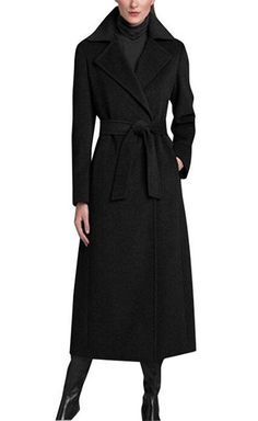 Long Coat Fashion, Hobbs Coat, Wool Long Coat, Coat With Belt, Elegant Coats, Black Wool Coat, Long Coat Women, Wool Trench Coat, Long Wool Coat