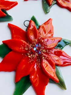 Fused Glass Christmas Ornaments poinsettia in Red | Etsy Fused Glass Christmas Ornaments, China Spring, Fused Glass Panel, Fused Glass Christmas, Fused Glass Wall Art, Fused Glass Plates, Glass Fusion Ideas, Glass Christmas Decorations, Fused Glass Artwork