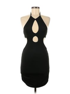 Shein Cocktail Dress Size: 6 Black Dresses - used. 95% POLYESTER, 5% ELASTANE, Bodycon, Keyhole, Short, Sleeveless | Shein Cocktail Dress - Bodycon: Black Dresses - Used - Size 6 Halter Neck Cutout Mini Dress For Club, Black Halter Neck Mini Dress With Cutout, Dress Bodycon, Black Cocktail, Dress Mini, Black Cocktail Dress, Black Dresses, Cocktail Dress, Women Handbags