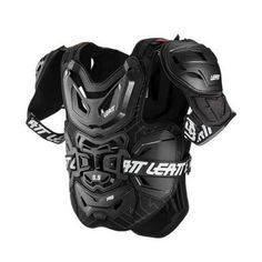 an image of a black and white catcher's chest protector on a white background