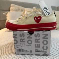 Brand New Converse Chuck 70 Comme Des Garons Play Low Red Size: 4 Men, 6 Women Cute Converse, Shoes Converse, New Converse, Converse Chuck 70, Comme Des Garcons Play, Chuck 70, Womens Converse, Converse Chuck, Comme Des Garcons