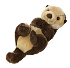 a stuffed animal is laying on its back