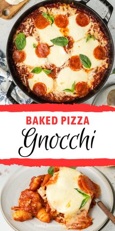 A cheesy pizza gnocchi bake made with marinara, homemade pizza sauce, and tender gnocchi, perfect for easy baked gnocchi recipes, vegetarian or gluten-free options, and a simple oven-baked gnocchi casserole.