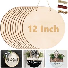 PRICES MAY VARY. ⭐What You Will Get: You will receive 10 pieces 12-inch unfinished wood rounds, 2 bundles of ribbons and a bundle of 2 meters burlap rope, great value for your hand painted projects, wood craft making or pyrography wood burning. ⭐Size Details: The size of each wood circles is approx. 12 inches in diameter and 1/8 inch in thickness. Perfect size for door hanger/door signs and wall decor. The length of ribbons and rope matches the number of wooden plaques. ⭐Enjoy DIY Fun: Have fun with these smooth and unfinished wood rounds, easy to stain and paint, perfect for your hand painted decoration projects. or stimulating children's creativity. It's more meaningful than directly purchasing finished decorations! ⭐Reliable Quality And Durable: Each blank wood round is made of quality Diy Wood Rounds, Burning Painting, Hantverk Diy, Diy Projektit, Unfinished Wood Crafts, Welcome Signs, Wood Circles, Kraf Diy, Diy Hanging