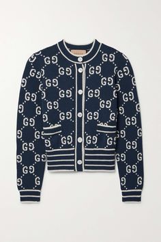 Shop GUCCI Cotton-blend jacquard cardigan, Explore the latest GUCCI women's collection today on NET A PORTER Gucci Cardigan, Jacquard Cardigan, Gucci Outfits, European Countries, Cotton Cardigan, Wholesale Shoes, Jacquard Weave, Knitwear Cardigan, Mother Of Pearl Buttons