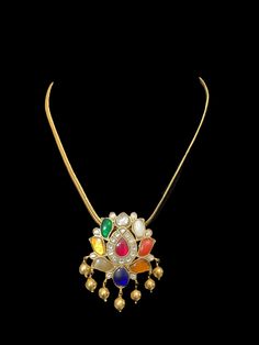 Ready to ship jadau pendant with chain  made using high quality kemp stones  gold plated Navratan Necklace, Jadau Pendant, Silver Jewelry Earrings, Pendant With Chain, Silver Jewelry Pendant, Jewelry Design Necklace, Stone Gold, Gold Plated Necklace, Indian Jewellery