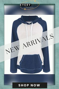 Navy Blue Contrast Drawstring Long Sleeve Hoodie Blue Hoodie With Drawstring For Winter, Blue Drawstring Hoodie For Winter, Blue Long Sleeve Top With Drawstring Hood, Blue Hooded Tops For Fall, Blue Hooded Top For Fall, Blue Long Sleeve Tops With Kangaroo Pocket, Navy Hoodie With Drawstring Hood For Fall, Blue Top With Adjustable Hood For Fall, Casual Blue Top With Drawstring