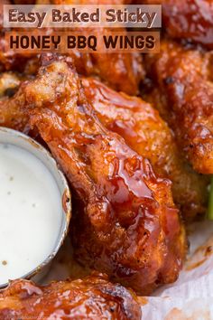 honey bbq wings with ranch dressing on the side