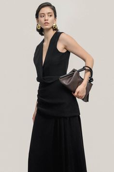 Alima Asymmetric V-Neck Crepe Midi Dress - MEAN BLVD Mean Blvd, Crepe Midi Dress, Everyday Chic, Layered Skirt, Crepe Fabric, Designer Collection, Online Fashion, Midi Length, Latest Fashion Trends