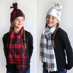 DIY Fleece Hat + Scarf Set - It's Always Autumn Fleece Hat Diy, Easy Fleece Hat, Fleece Scarf Pattern, Fleece Sewing, Fleece Hat Pattern, Fleece Sewing Projects, Charity Sewing, Fleece Crafts, Fleece Projects