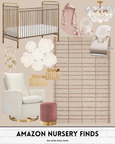 a baby's nursery with pink and gold accents