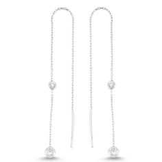 Sterling silver Diamond Threader earrings with cz crystals! Sterling Silver Earrings With Delicate Chain For Formal Occasions, Classic Sterling Silver Earrings With Delicate Chain, Formal Sterling Silver Earrings With Delicate Chain, Elegant Threader Earrings With Long Drop And Adjustable Chain, Elegant Threader Drop Earrings With Box Chain, Elegant Box Chain Threader Drop Earrings, Elegant Dangle Threader Earrings With Box Chain, Elegant Drop Threader Earrings With Box Chain, Elegant Dangle Box Chain Threader Earrings