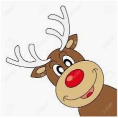 a cartoon reindeer with red nose and antlers