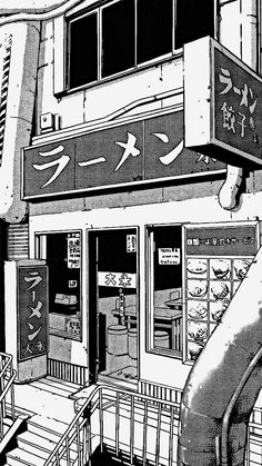 an illustration of a person standing in front of a store