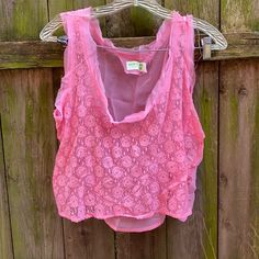 This Top Is Brand New With Tags. Imperfection Pictured. Hardly Noticeable Fitted Mesh Top For Beach In Spring, Casual Summer Tank Mesh Top, Stretch Mesh Top For Beach In Spring, Casual Pink Mesh Top For Spring, Casual Spring Mesh Tank Top, Casual Fitted Mesh Top For Beach, Fitted Mesh Top For Summer Vacation, Casual Lace Mesh Top For Spring, Fitted Mesh Top For Beach In Summer