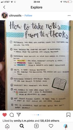 an open notebook with the text how to take notes from the textbooks