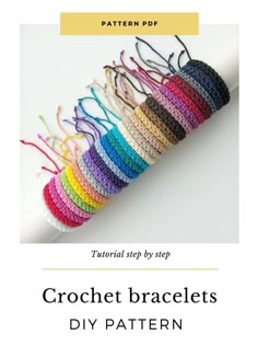 the crochet bracelets pattern is shown in different colors