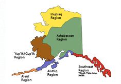 a map of the alaska region with all the major cities and their respective regions highlighted in red