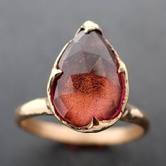 Fancy cut pink Tourmaline Gold Ring Gemstone Solitaire recycled 18k yellow gold statement cocktail statement 3368 Vibrational Medicine, Rustic Texture, Silver Gold Jewelry, Tourmaline Jewelry, Dope Jewelry, Handcrafted Artisan Jewelry, Minerals And Gemstones, Ring Gemstone, Crystals Minerals