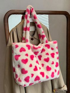 BirdinBag - Cow Print Plush Shoulder Bag Creative Tote Bag, Heart Bag, Style Preppy, Cute Tote Bags, Funky Fashion, Cow Pattern, Cute Bags, Shoulder Tote Bag, Cow Print