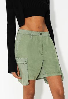 Low rise relaxed fit cargo shorts with overhanging 3D cargo pockets. Zip fly with button closure. Back patch pockets. Riri zippers on cargo pockets. Garment dyed.Cotton 100% Cargo Shorts Women, John Elliott, Back Patch, Cargo Shorts, Low Rise, Casual Shorts, Short Dresses, Relaxed Fit, Womens Shorts