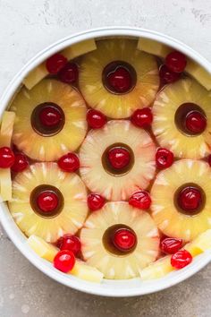 pineapple and cherries in a pie crust