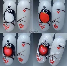 Christmas Nail Designs Rain Deer, Robin Nails, Nailart Autumn, Owl Nail Art, Fingernail Designs, Manicure Nail Designs