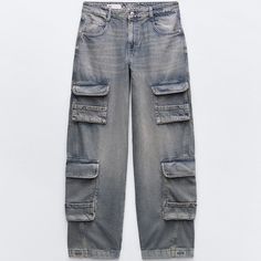 Mid-Rise Jeans With Front Pockets And Back And Leg Patch Pockets. Belt Loop Detail. Front Zip And Metal Button Closure. Jeans With Front Pockets, Pant Jeans, Boys Denim, Jeans Cargo, Cargo Pant, Cargo Jeans, Zara Jeans, Mid Rise Jeans, Oversize Hoodie