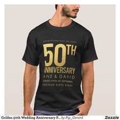 Golden 50th Wedding Anniversary Personalized Party T-Shirt - 50th Wedding Anniversary Gifts Gift Idea. Anniversary Crew Neck T-shirt With Custom Print, Anniversary Graphic Tee With Letter Print, Black Letter Print T-shirt For Anniversary, Anniversary T-shirt With Custom Print, Short Sleeve, Black Graphic Tee For Anniversary, Custom Print Black T-shirt For Anniversary, Black Custom Print T-shirt For Anniversary, Customizable Black T-shirt For Anniversary, Black Graphic Print T-shirt For Anniversary