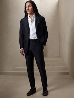 Legendary workwear.  Three years of research went into perfecting the fit for these tapered pants, crafted here in a beautiful wool hopsack from Italy's famed Reda mill, renowned for producing luxurious fabrics since 1865.  With enhanced stretch for Tailored Timeless Pantsuit For Business Casual, Semi-formal Wool Pantsuit With Pressed Crease, Tailored Wool Pantsuit With Welt Pockets, Wool Pantsuit With Welt Pockets For Tailoring, Wool Business Pantsuit With Pressed Crease, Classic Wool Pantsuit With Welt Pockets, Timeless Business Casual Pantsuit With Welt Pockets, Semi-formal Wool Pantsuit With Welt Pockets, Timeless Pantsuit With Welt Pockets For Business Casual