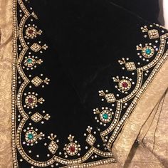 Beautiful Elegant Black Velvet Shawl Hand Work And Jamwar Border And Multicolor Stones As Well! Very Gorgeous Party Wear! Black Embellished Dupatta With Traditional Drape, Festive Black Embellished Dupatta, Black Velvet Festive Dupatta, Festive Black Velvet Dupatta, Black Dupatta For Celebration With Traditional Drape, Elegant Black Dupatta For Celebration, Traditional Black Dupatta For Evening, Black Velvet Shawl, Velvet Shawl