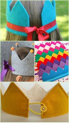 several pictures of different types of felt crowns