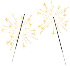 two yellow and white firework sticks on a white background