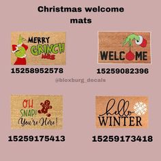 christmas welcome mat with different designs on it