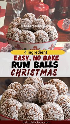 chocolate rum balls, coconut rum balls, kid friendly rum balls without rum, no bake, 4 ingredient, rum balls, no bake rum balls, christmas rum balls, rum balls without rum, without rum Rumballs Christmas, Recipe For Christmas, Xmas Treats