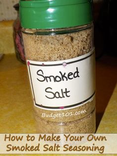 a jar filled with salt sitting on top of a counter