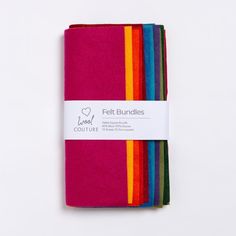 Pick up your scissors and get crafting with our new Felt Bundles. Felt is an incredibly versatile material that can be cut, sewn or glued to create a multitude of projects. From small embroidered tokens to dolls clothes or the possibilities are endless! We have curated a fantastic range on 13 colour palettes for you to choose from. Each bundle comes with 10 sheets of beautiful wool blended felt measuring approximately 22.5 cm square.  This particular Bundle is called Jewel. The bundle's colours Felt Kids, Beginner Knitting Pattern, Felt Squares, Felt Sheets, Seed Stitch, Knitting Kits, Dolls Clothes, Colour Palettes, Easy Kids