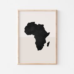 a framed black and white map of africa