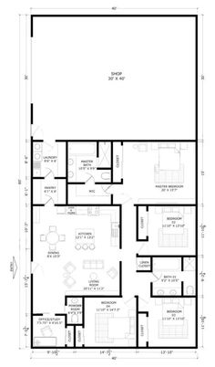 the floor plan for an office building with three separate rooms and one living area,